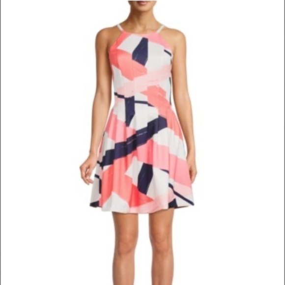 Vince Camuto Dresses & Skirts - Beautiful Vince Camuto Brushstoke Fit and Flare Dress Coral, Blue, Pink Pastel